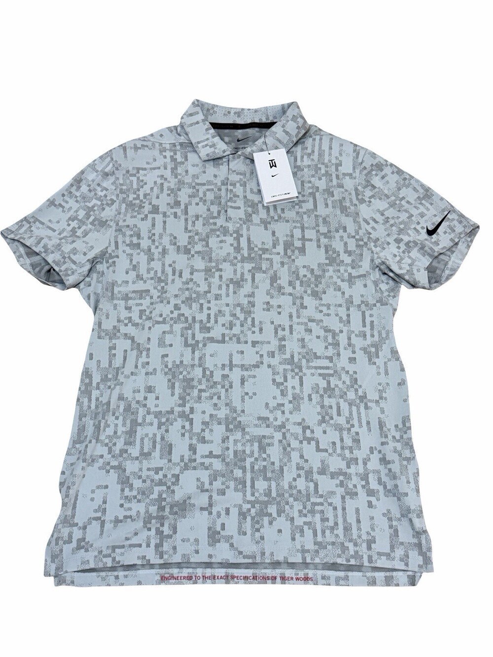 Size Small Nike Tiger Woods Golf Polo Grey Camo CU9528-003 ADV Dri-Fit